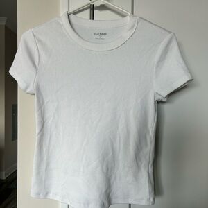 Old Navy Women's Crisp White Short Sleeve Snug Crop Tee